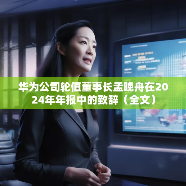 华为公司轮值董事长孟晚舟在2024年年报中的致辞（全文）
