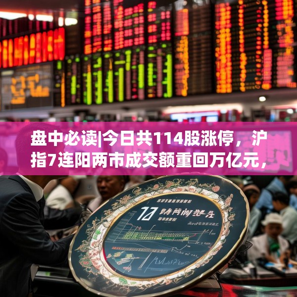 盘中必读|今日共114股涨停，沪指7连阳两市成交额重回万亿元，黄金、跨境贸易概念大涨