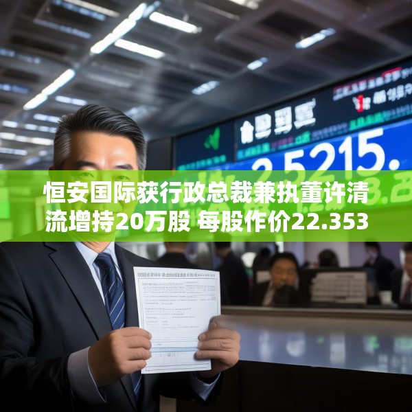 恒安国际获行政总裁兼执董许清流增持20万股 每股作价22.353港元