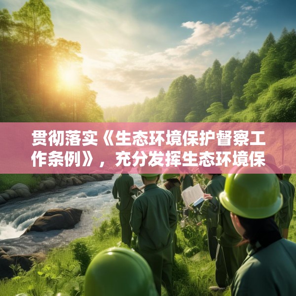 贯彻落实《生态环境保护督察工作条例》，充分发挥生态环境保护督察利剑作用