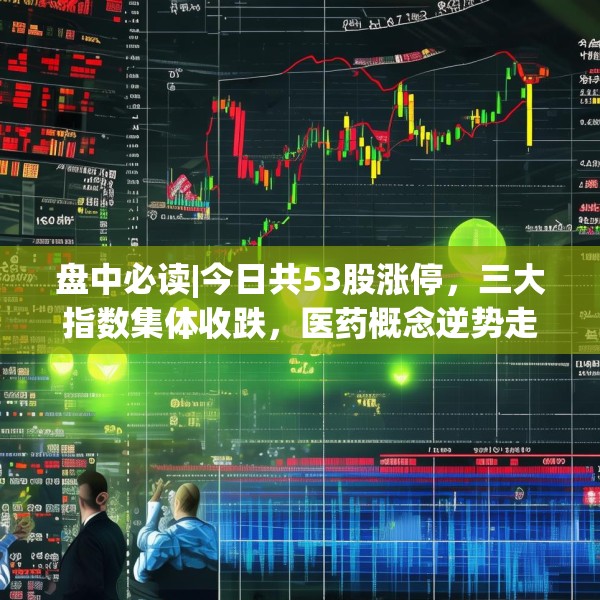 盘中必读|今日共53股涨停，三大指数集体收跌，医药概念逆势走高