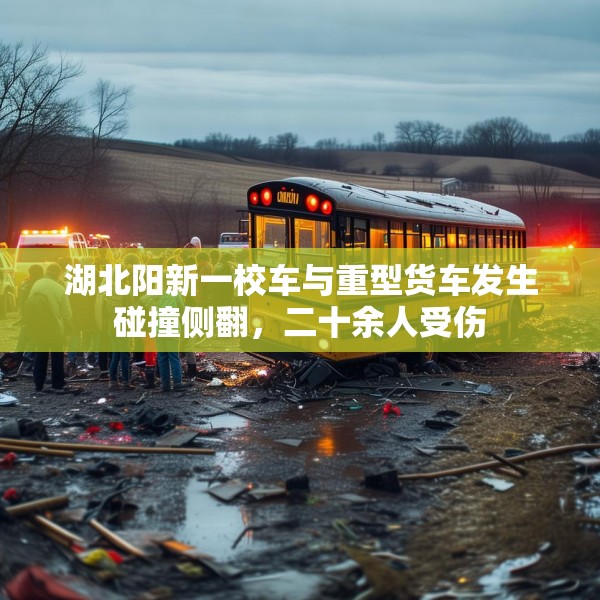 湖北阳新一校车与重型货车发生碰撞侧翻，二十余人受伤
