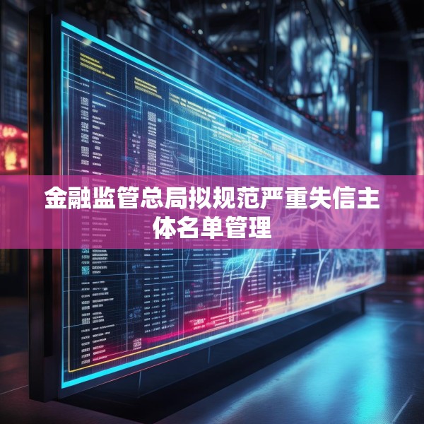 金融监管总局拟规范严重失信主体名单管理