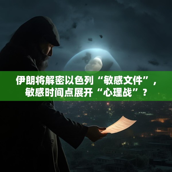 伊朗将解密以色列“敏感文件”，敏感时间点展开“心理战”？