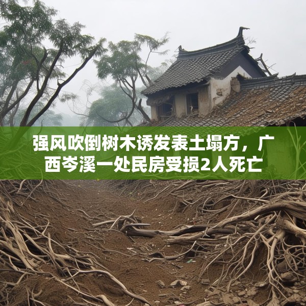 强风吹倒树木诱发表土塌方，广西岑溪一处民房受损2人死亡